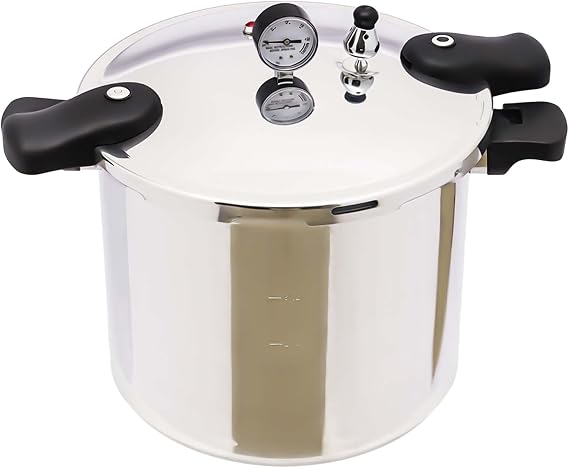 CNCEST 23 Quarts Large Capacity Pressure Canner Cooker with Gauge Release Valve,Thickened Explosion-proof Pressure Cooker,Pressure Cooker with Aluminium Alloy Lid