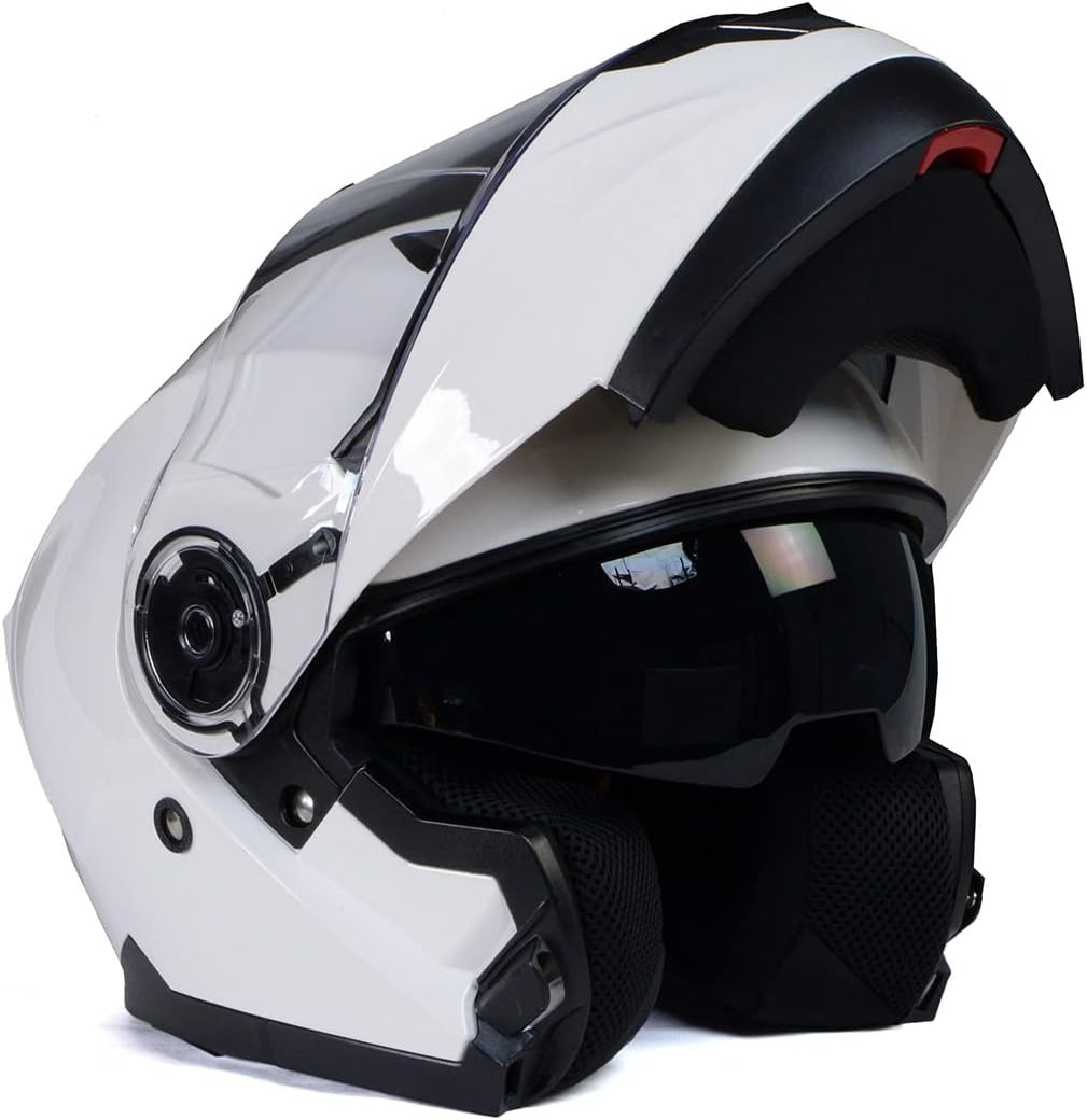 Milwaukee Helmets MPH9816DOT Breeze White Advanced Motorcycle Modular Helmet Biker w Drop Down Visor