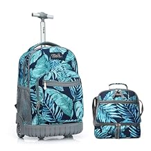 Tilami Rolling Backpack 19 inch with Lunch Bag Wheeled Laptop Backpack for Girls and Boys, Rainforest Green
