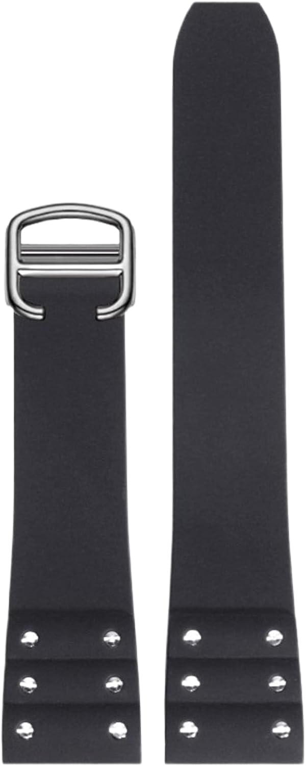 21MM Lightweight Elastic Silicone Rubber Strap, Metal Buckle Eco-Friendly Silicone Watch Band for Cartier Santos