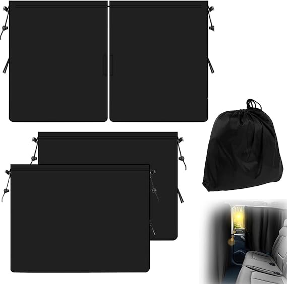 4 Pcs Universal Car Divider Privacy Curtains, Cars Seat Partition Curtain, Removable Vehicle Partition Curtain for Front Rear Side Windows for Car Camping Travel Nap Sleeping 140 * 80cm