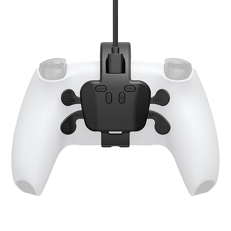 Akalyptra Back Paddles Attachment for PS-5 Controller with Microphone Function, Wired Plug & Play with 4 Programmable Back Buttons, Support Turbo/ Remap/Combo/Controller Button Swap Functions, Compatible with PS-5 Console/PC/MAC(Black, 7.2FT)
