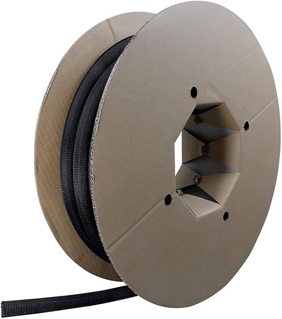 Cable Tube Self-Closing & cuttable Cable Sleeve Flexible Cable Channel for Cable Management at desks, PCs, TVs, etc. Temperature, fire & UV Resistant Cable Protection (Black, 25 mm, 82 ft)