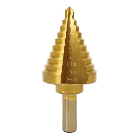 HSS Step Drill Bit for Metal, 3/8" Tri-Shank, 10 Steps from 1/4" to 1-3/8"