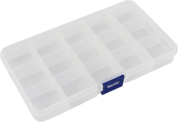 Jigitz Plastic Jewelry Organizer Box, 8pk - 15 Compartment Plastic Organizer Box with Dividers Grid Container for Beads