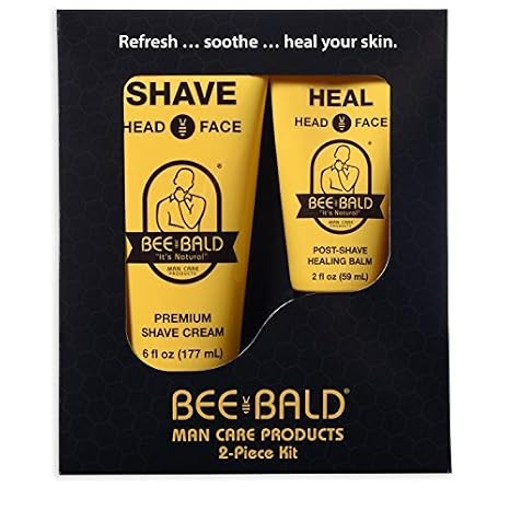 Bee Bald Premium Gift Set for Bald Men, Perfect to Combine with Head Shavers for Bald Men Gift - Includes Bald Head After Shave and Shaving Cream (2 Piece Kit)