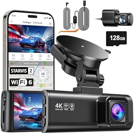REDTIGER F7NP Dash Cam & OBD Hardwire Kit, 4K Starvis 2 Dash Camera for Cars with Built-in GPS WiFi and Included Memory Card