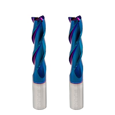 2 PCS Spiral CNC Router Bits 12 inch Shank Square End Mill Extra Long 4 inch Total Length 3 Fluter Up Cut Solid Carbide Milling Tool with Nano Blue Coating for Wood Mortises Carving...