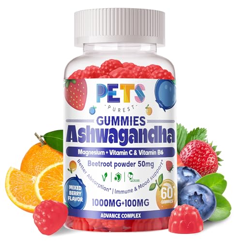 Ashwagandha Gummies & Vitamin D3 Gummies 60 Count - Organic Aswangdha Supplement for Improve Sleep, Stress Relief & Mood CalmMixed Berry, Vegan, Plant Based,Gluten-Free & Gelatin Free-1pack