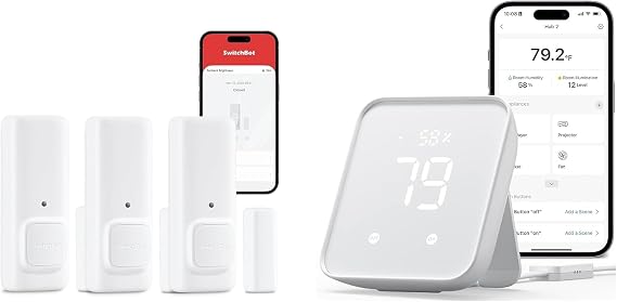 SwitchBot Door Alarm Contact Sensor(3 pack) & SwitchBot Hub 2 (2nd Gen)