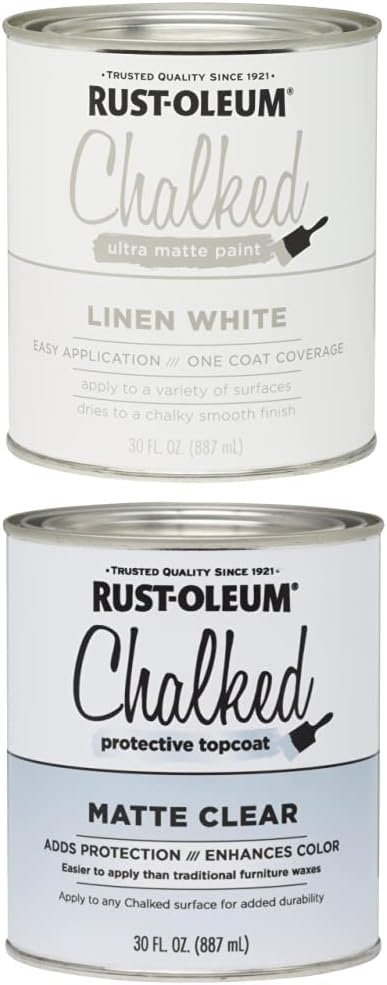 Rust-Oleum Ultra Matte Linen White Chalked Paint & Matte Clear Protective Topcoat
