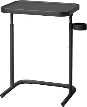 TV Tray Table,Folding TV Tray on Bed Sofa with Cup Holder,Adjustable TV Dinner Table for Eating Snack Food Laptop Living Room Small Space,Black