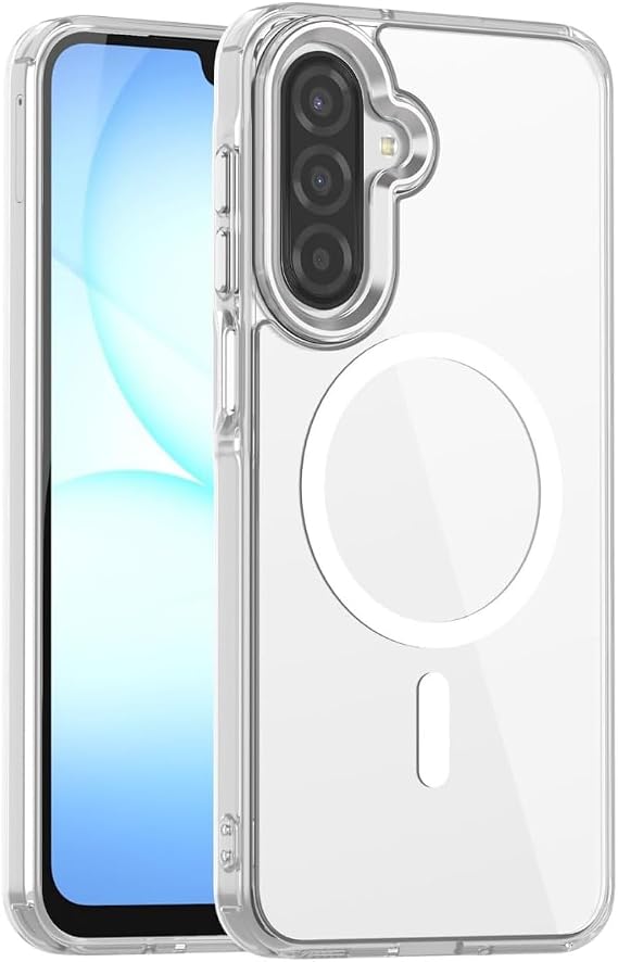 PSR Aksesuar Samsung Galaxy A55 Uyumlu Kılıf - M-Safe Kablosuz Şarj Destekli Şeffaf Sert Darbe Emici Arka Kapak (Şeffaf, Galaxy A55)