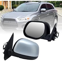 Left Driver Side Mirror Compatible with 2011-2022 Mitsubishi Outlander Sport 2010-2013 Outlander Door Mirrors Replacement Power Heated Manual Folding Silver Gray Paintable 5 Pins