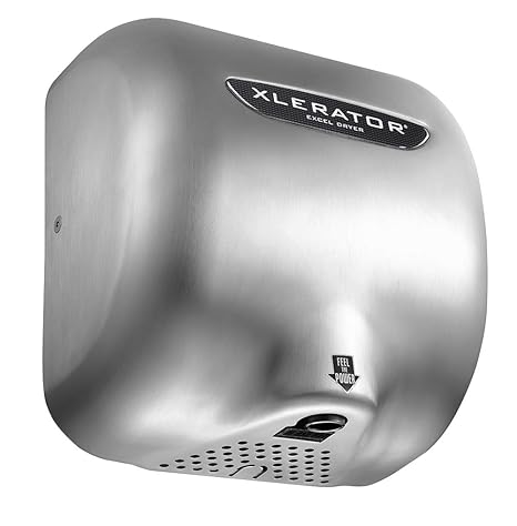 XLERATOR Hand Dryer, Excel Dryer, XL-SB-110-120V, Automatic, Surface-Mounted, Brushed Stainless Steel Cover, 110-120V Standard Nozzle