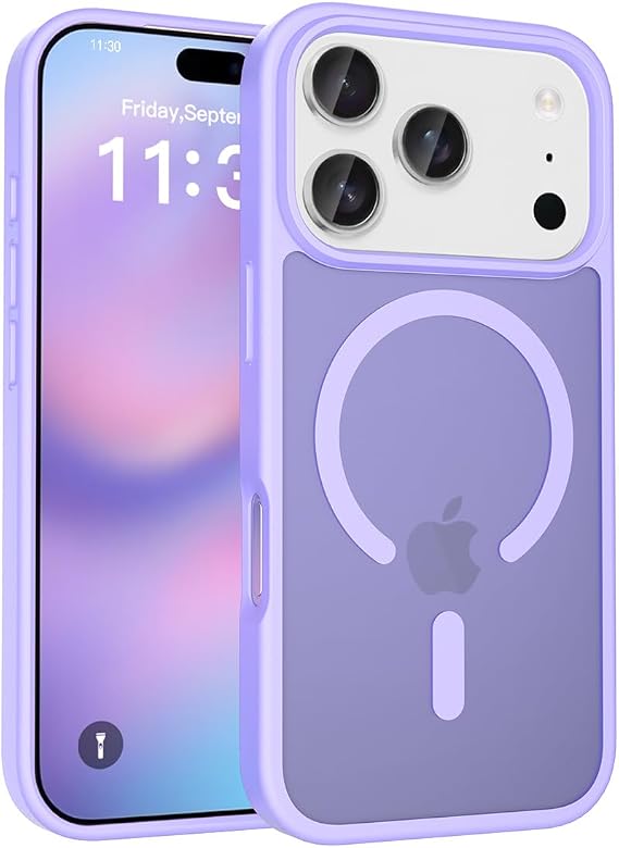 for iPhone 17 Pro Max Case, Camera Control, Compatible with MagSafe, Translucent Matte Shockproof Protection, Magnetic Phone Case for iPhone 17 Pro Max (Light Purple, iPhone 17 Pro)