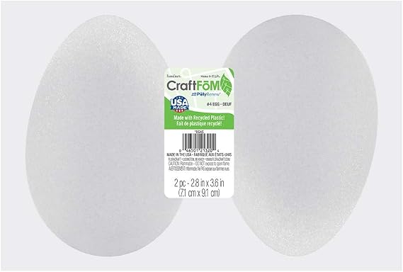 FloraCraft CraftFoM 2 Piece Egg 2.8 Inch x 3.6 Inch White
