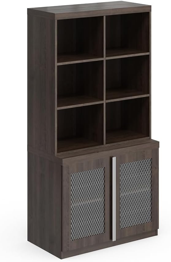 NBF Office Storage Set with Shelving & Stackable Storage, Walnut