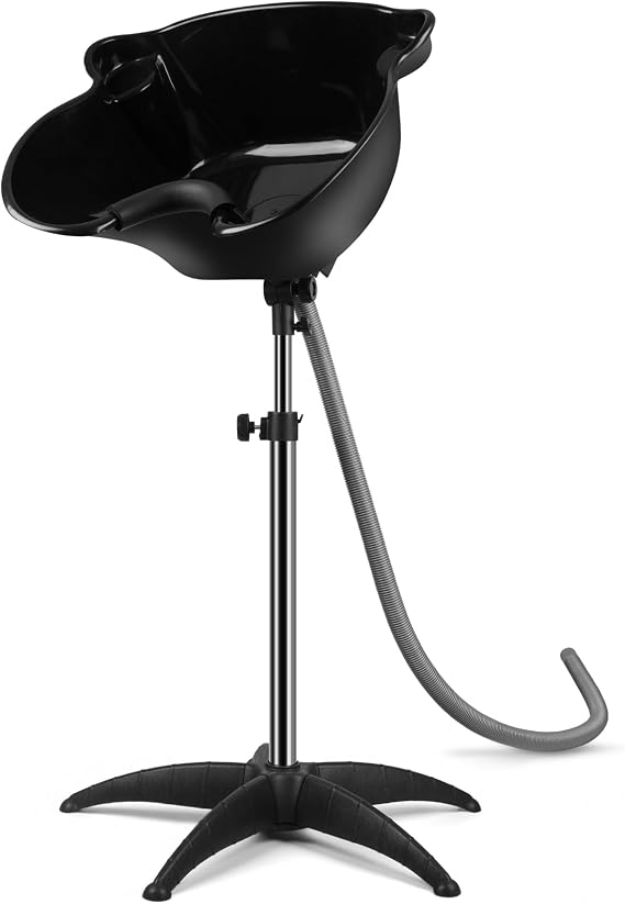 Portable Shampoo Bowl, 270 Rotating Salon Sink, Height Adjustable | Portable Height Adjustable Shampoo Bowl with 270 Rotating Basin & Drain Hose for Home & Salon Use