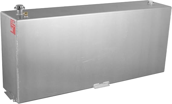 RDS MFG INC 72118 Vertical Transfer Fuel Tank - 90 Gallon Capacity 60" L x 14" W x 26" H, Silver Mill Finish Aluminum