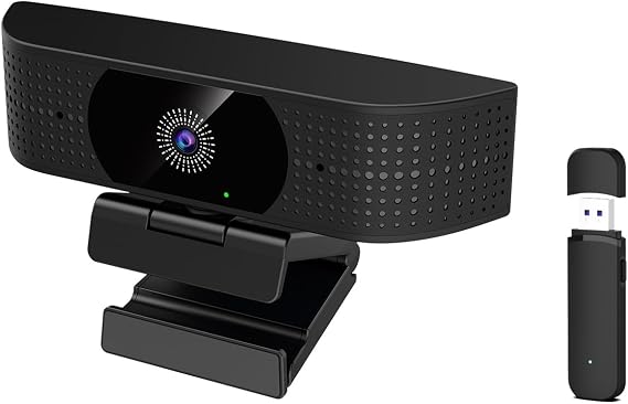 1080P Wireless Webcam for PC, Webcam with Noise-reducing Mic, 92FOV,360 Rotation, Plug and Play, Wireless Camera Works with Skype, Zoom for Conference meetings, video calls (USB-powered Version)