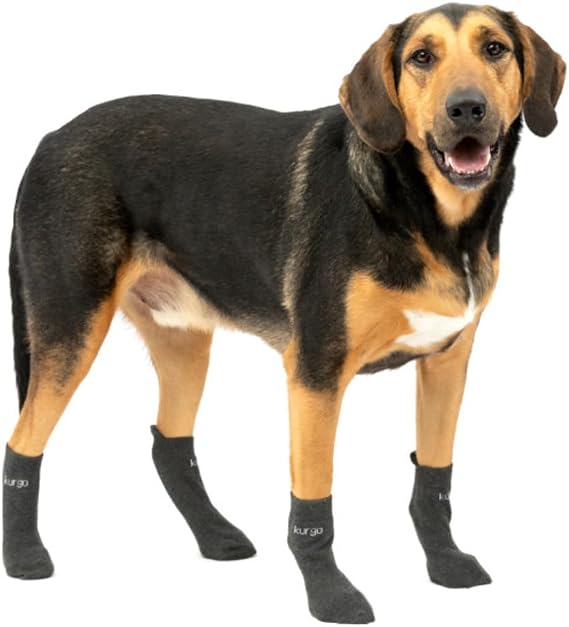 Kurgo Blaze Dog Socks, Grey, Small | Stretch Socks for Dog Shoes, Breathable Fast-Drying Knit Fabric, Heel Tab for Easy On/Off, No-Slip Secure Fit