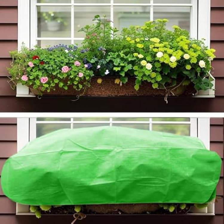Plant Frost Cover, Rectangular Planter Box Frost Protection Cover, Plant Frost Tree Cover Bag with Drawstring, Planter Plant Winter Frost Blanket, Reusable Frost Fabric Green 150CM