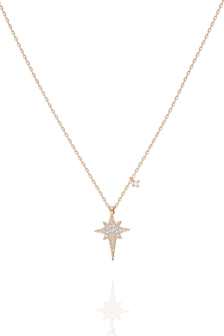 NEREZE 925 Carat Tiny Pole Star Necklace Women's Silver Necklace