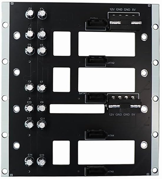 JMT NAS Chassis Adapter SATA 2.5/3.5 inch Hard Drive Backplane 6G High Speed Storage Server Backplane with SATA7P Interface (NAS-S 5Bay)