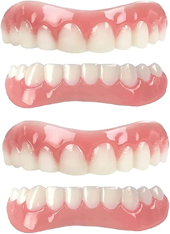False Teeth Veneers 2 Pairs Upper and Lower Cosmetic Teeth Veneers Whitening Temporary for Men Women
