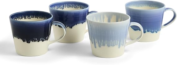Royal Doulton 1815 Pacific Glaze Mug 400ml 13.5oz Blue Set of 4