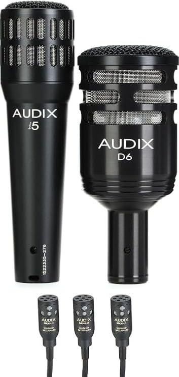 AUDIX DP5MICRO Drum Mic Bundle Professional 5-Piece Kit with Bass, Snare, Tom Microphones, Mounting Clips & Road Case Perfect for Live Performances & Studio Recording