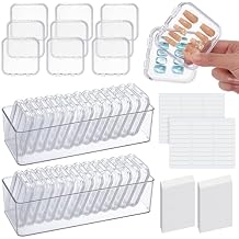 26PCS Press on Nail Storage Box with 2 Big Storage Boxes 60 Adhesive Double Sided Tape 100 Acrylic Nail Display Board Plastic Nail Display Box Fake Nail Case Clear Nail Packaging Boxes