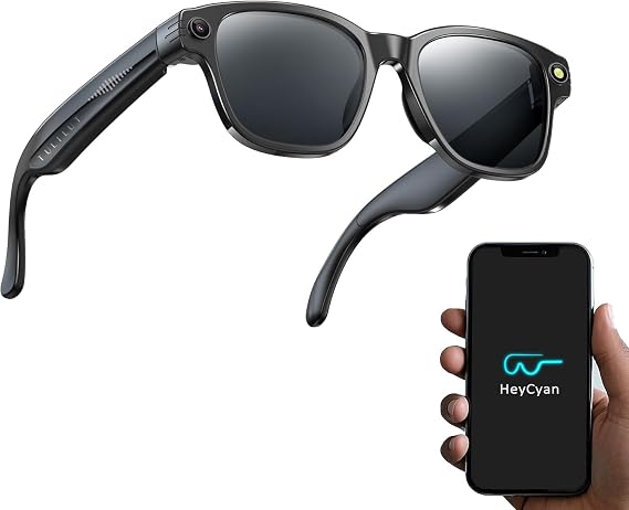 AI Smart Glasses with 8MP Camera, AI Powered, Sunglasses Camera, Bluetooth Smart Glasses for Men with Translation, Open-Ear Music & Calls, Dual Mic Noise Reduction