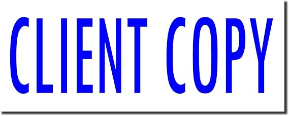 Blue Pre Inked Client Copy Stamp - Ultra-Slim Pre-Inked Design - Desk