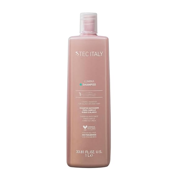 Tec Italy Lumina Purple Toning Shampoo for Gray White Blonde Hair Neutralizes Yellow Tones Enhances Shine Color Safe Gentle Cleanser Anti Brass Daily Use Lightweight Formula 33.81 oz Size Care