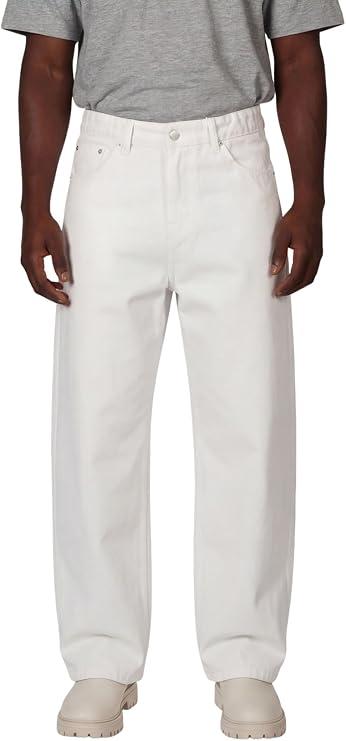 Plaid&Plain Men's Baggy Jeans Wide Leg Heavyweight 100% Cotton Loose Fit | Elastic Waistband, Back Pockets, Durable Denim Weave, Multiple Wash Options, Relaxed Street Style Comfort, Everyday Wear