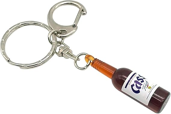 SUPIA Korean Beer Bottle Miniature Key Chain Key Ring (Brown Beer)