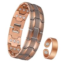 Jeracol Copper Bracelet for Men, 3X Strength Magnetic Copper Bracelets with 3500 Gauss Magnets, Adjustable Length Sizing Tool & Jewelry Box