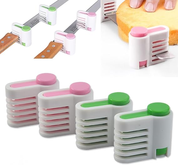 4 Pack DIY Cake Slicer, Adjustable 5 Layers Leveler Slicer, Cutting Fixator Guide Tools Stratification Auxiliary, Even Cake Slicing Leveler, Bread Slice Kitchen Bakeware Accessories