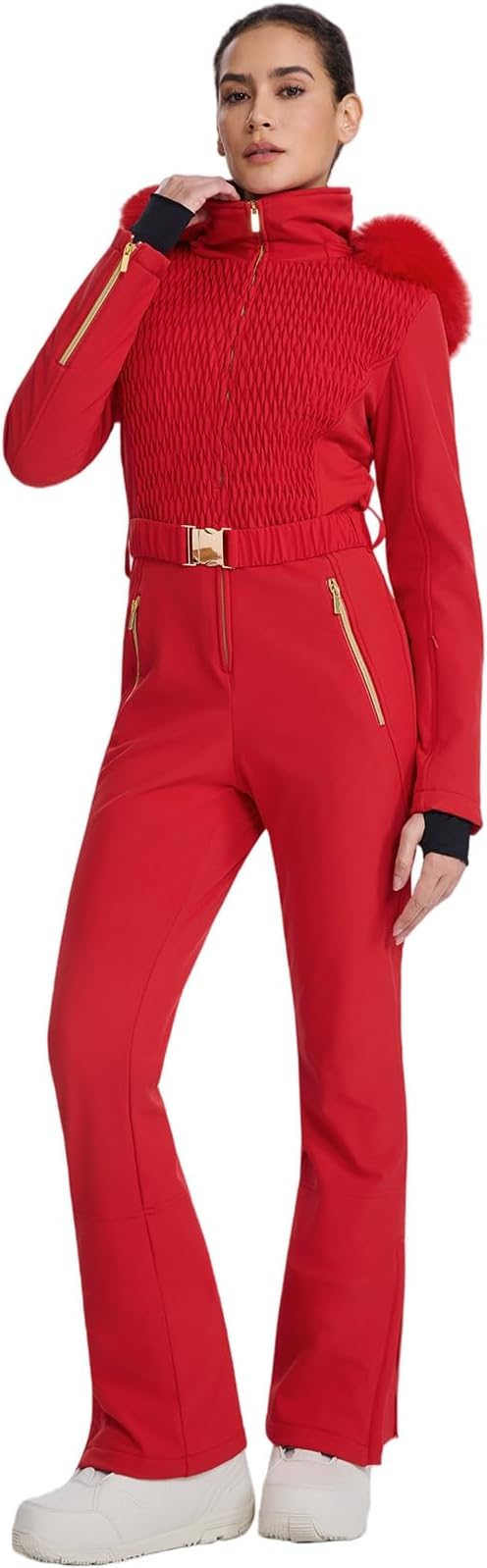 GS SNOWING Womens Ski Suit One Piece Snowsuit Winter Snow Snowboard Slim Insulated Jumpsuits Waterproof Windproof