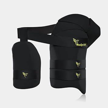 Woodpecker Thigh Guard for Cricket (Black and Orange with 3 Straps)