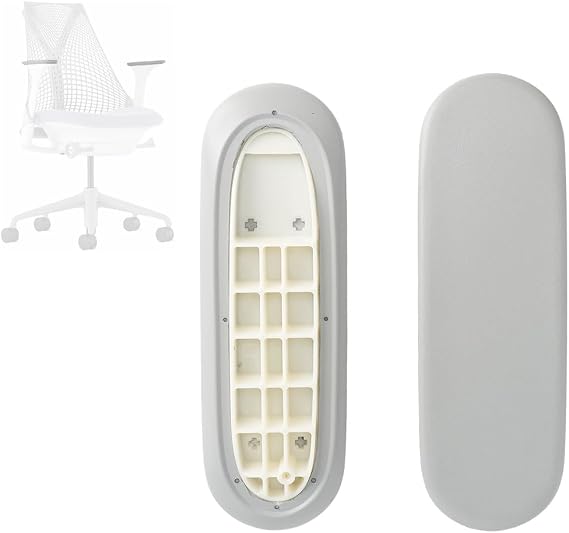 Arm Pads Caps Replacement for Herman Miller Sayl Office Chair, Fixed and Height-Adjustable Armrest, Light Gray Vinyl (1-Pair)