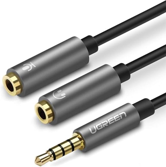 Ugreen Microphone and Headphone Combiner Cable, Black