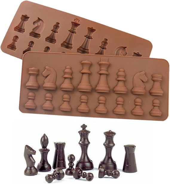 2pcs Silicone Chocolate Mold International Chess Shapes Chocolate Cake Jelly Ice Fondant Mold Mould Baking for DIY Candy Cake Topper Decoration