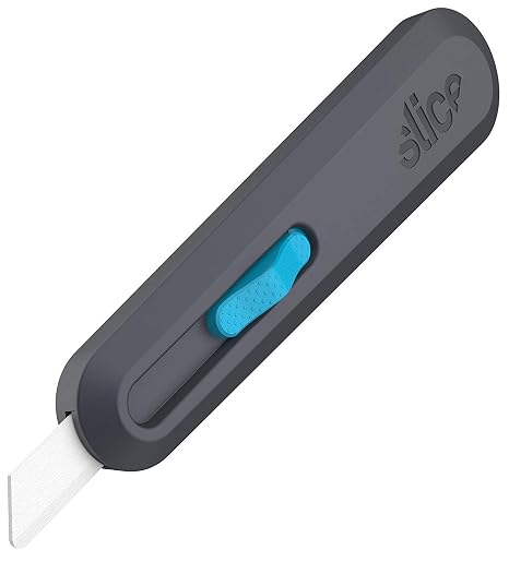 Slice Smart-Retract Utility Knife | Blade Automatically Retracts as Cutting Motion Finishes | Heavy Duty Box Cutter | Safe Ceramic Blade Lasting 11x Longer than Metal | 1 Pack