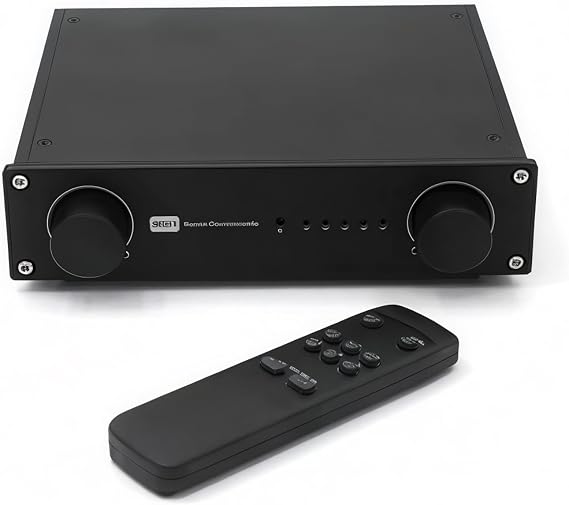 Remote Passive Volume Controller Passive Preamplifier with 4 Way Input Preamp, Stereo 4-IN-1-OUT RCA Audio Splitter/Switcher Selector Passive Preamp