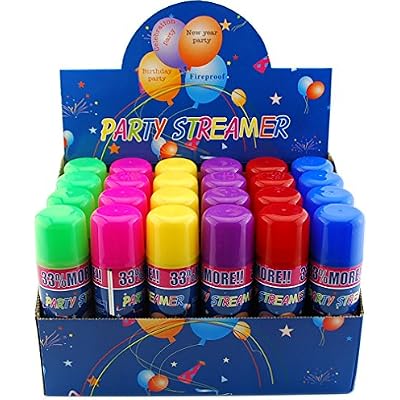 72 Pack of Party Streamer Spray String in a Can Childrens Kids Party Supplies, Perfect for PartiesEvents