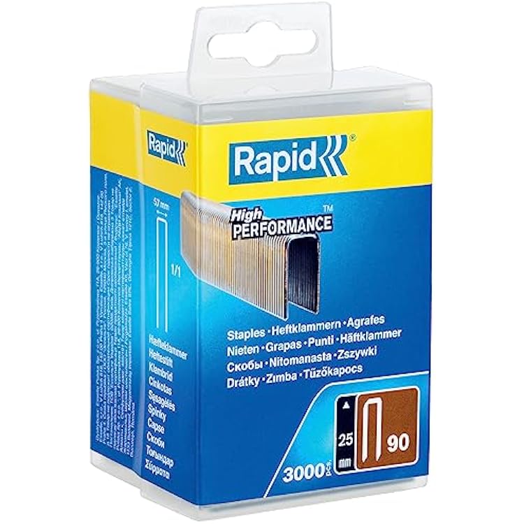 Rapid High Performance No.90 Narrow Crown Staples, Leg Length: 25 mm, 5000124-3000 Pieces