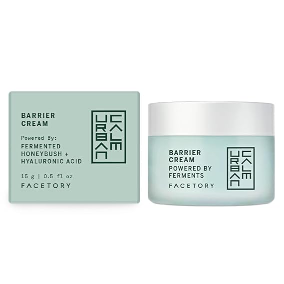 FACETORY Urban Calm Barrier Cream Hydrating Face Moisturizer with Hyaluronic Acid, Fermented Honeybush Daily Moisturizer Face Cream for Aging, Oily, Dry, Sensitive Skin, Mini Travel Lotion 0.5 Fl Oz